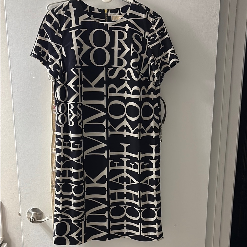 Michael Kors Black and White Logo Mini Dress